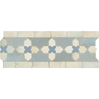 Mosaic House Moroccan tile Kmarshoun C 1-17-20 White Sky blue Sea Blue  zellige, mosaic, zellij, border, glaze, traditional 